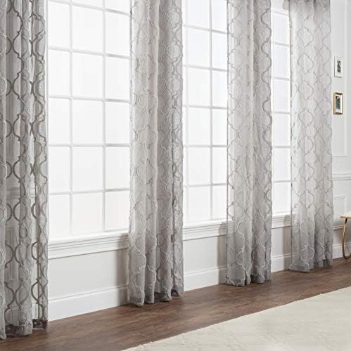 Chanasya Premium 2-Panel Moroccan Embroidered Grommet Textured Sheer