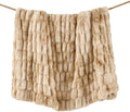 HiEnd Accents Ruched Rabbit Double-Sided Cream Oversized Throw, 50x80