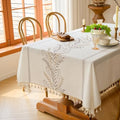 Cotton Linen Blend Tablecloth, 55 x 70 in, Grey Wheat