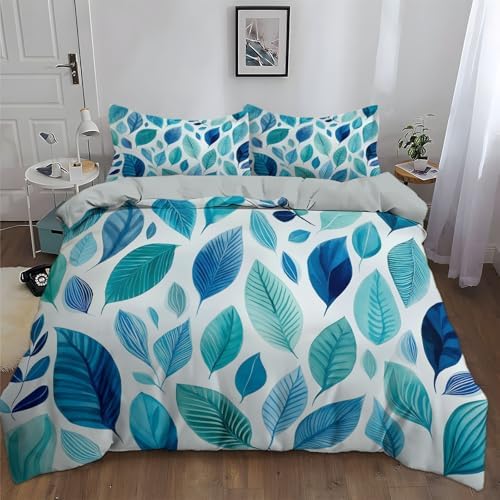 Grey Duvet Cover Set King Size, Kids Teens Watercolor Style Plant