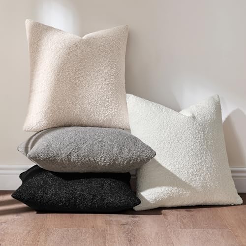 MIULEE Decorative Boucle Throw Pillow Covers 18x18 Black White Set of