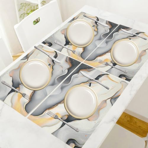 Marble Placemats Set of 8 - Durable Soft Washable Table Mats,Golden
