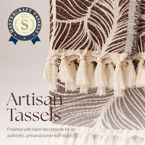 Chenille Throw Blanket Soft Tassel Lightweight, Wood Brown, King
