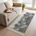 Abstract Pine Trees Hallway Runner Rug 2'x5', Gray Forest Fogged Mist
