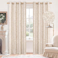 BGment Oatmeal Linen Floral Pattern Curtains 52 x 84 Inch 2 Panels
