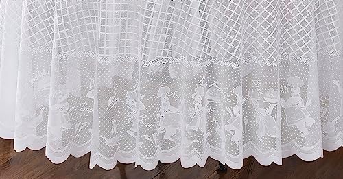 LinenZone 90 Inch Round White Vintage Tablecloth.