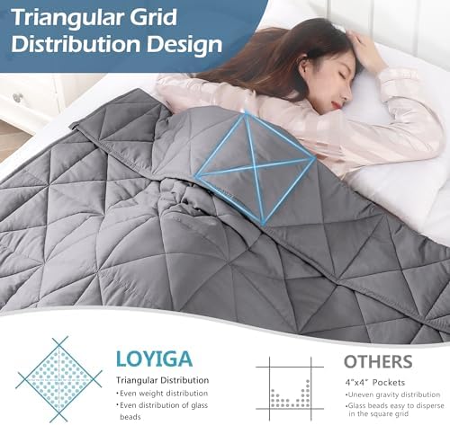 LOYIGA Weighted Blanket for Adults, Grey, 47"x70", 10 lbs Twin Size