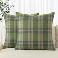 AVOIN colorlife Spring Summer Green Khaki Plaid Decorative Throw