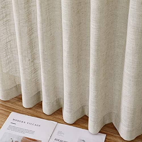 Turquoize Tab Top Linen Curtains Natural Linen Sheer Curtains for