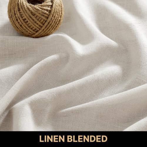 Linen Sheer Tab Top Curtains for Living Room Bedroom 63 inches Long