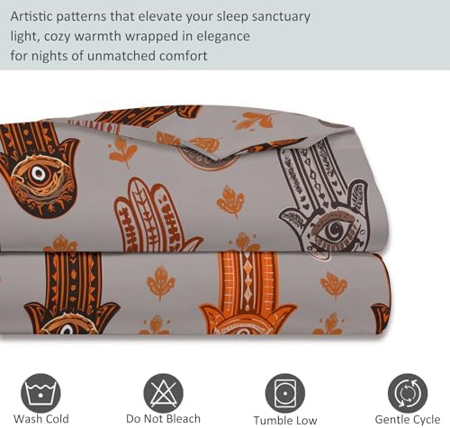 Grey Duvet Cover Queen 91" x 91" Size, Reversible Duvet Cover Set with