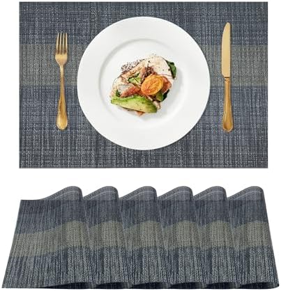 Vinyl Woven Placemats Set of 6, Washable and Durable Table mats