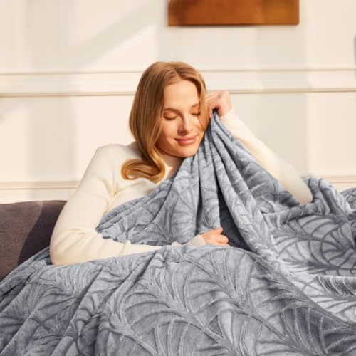 Whale Flotilla Soft Flannel Fleece King Size Bed Blanket, Silver Grey