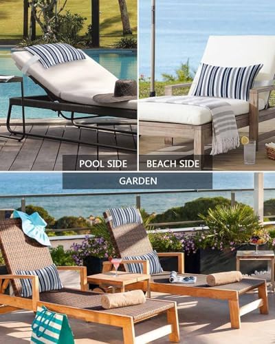 Pack of 2 Outdoor Lumbar Pillow Covers 12x20 Inch, Navy Blue Green