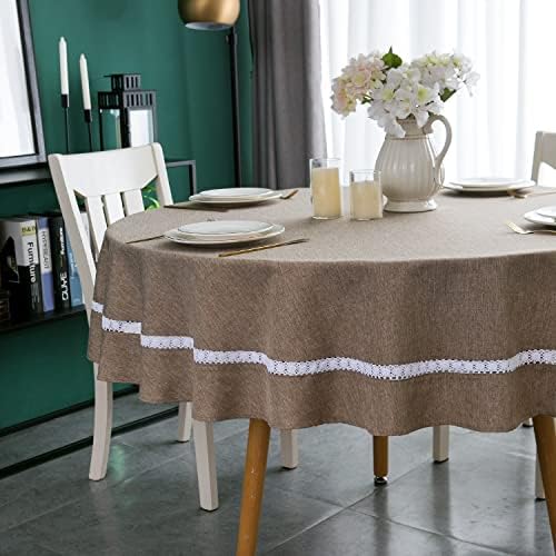EHouseHome Heavy Duty Fabric Tablecloth with White
