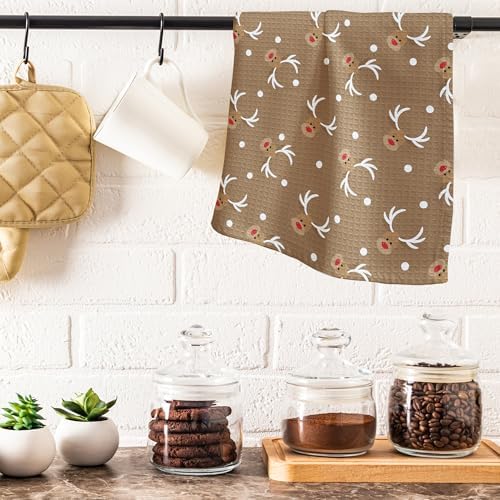 Christmas Cute Elk Theme Kitchen Towels - 16 x 24 Inches Kitchen Funny