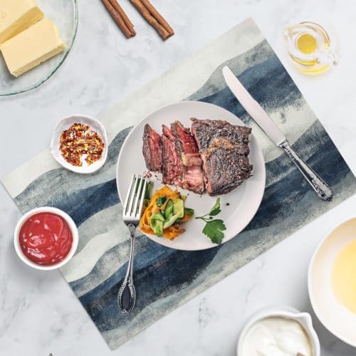Blue-Gray Placemats Set of 8 - Durable Soft Washable Table