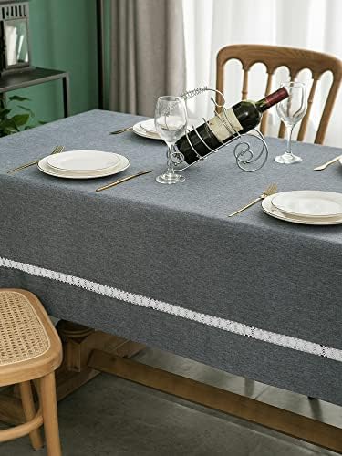 EHouseHome Heavy Duty Fabric Tablecloth with White
