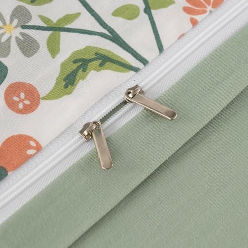 mixinni Sage Green Duvet Cover Set Queen-Exquisite Floral Queen Size