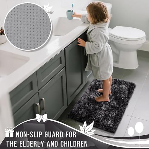 Yimobra Chenille Bathroom Rugs Non Slip, Extra Thick Soft Absorbent
