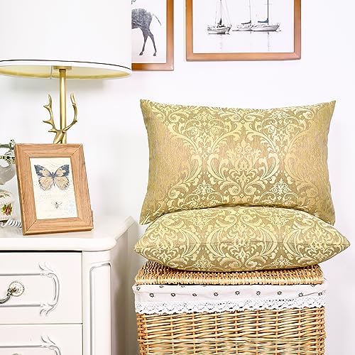 CaliTime Decorative Couch Throw Pillow Covers 20 X 12 Inches Gold