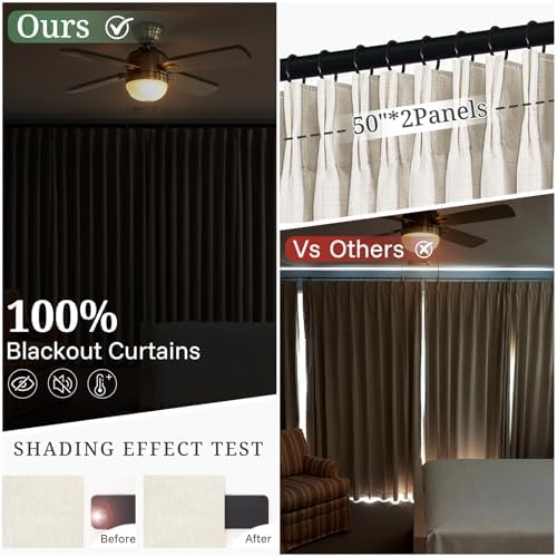 Black Out Living Room Boho Curtains 63 Inch Long 2 Panels Set,Pinch