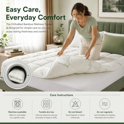 HOME & GARDEN TRENDS OrthoBed Queen Mattress Topper 2 Inch Cooling Pad