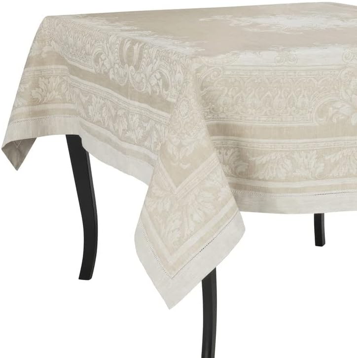 Linen 71" X Tablecloth Ivory and Taupe Multi Color Rectangle