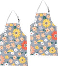 Reusable Cotton Linen Kitchen Apron 2pcs Set with Adjustable Belt and