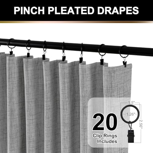 100% Blackout Shield Linen Textured Total Blackout Curtains 63 Inches