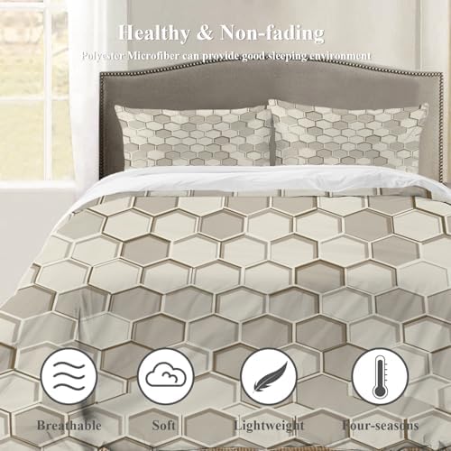 Shrahala Honeycomb Cells Geometric Pattern 100% Cotton Duvet Cover Set