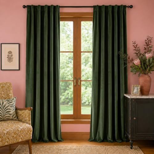 Lazzzy Moss Extra Long Curtains Luxury Rod Pocket 52×108 Inch 2 Panels