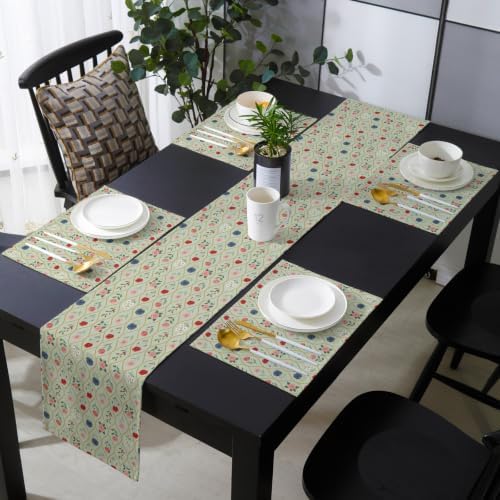 Petite Blooms Table Runner and Placemats Set of 4 Soft Farmhouse