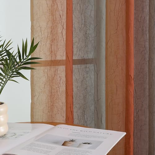 OWENIE Ombre Sheer Curtains for Bedroom Living Room 63 Inches Long 2