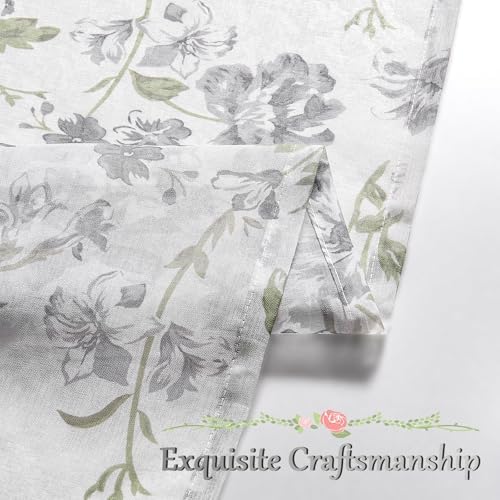 Gray Floral Sheer Curtains 63 Inch Length 2 Panels for Bedroom Rustic