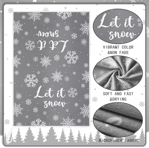 Sratte 4 Pcs Gray Christmas Kitchen Towels 16 x 24 Inch Winter Hand