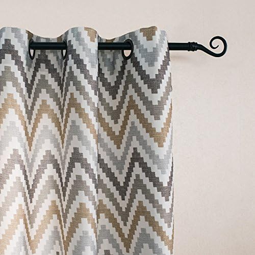 Melodieux Chevron Grommet Top Window Curtains for Living Room, 52 by