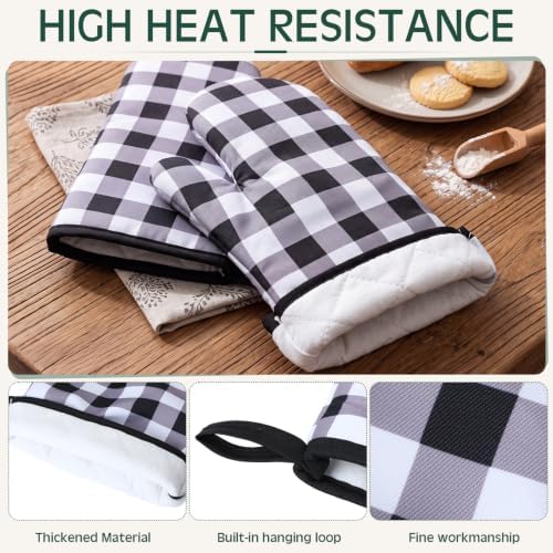 Nuogo 9 Pair Oven Mitts Quilted Heat Resistant 11 Inch Kitchen, Plaid