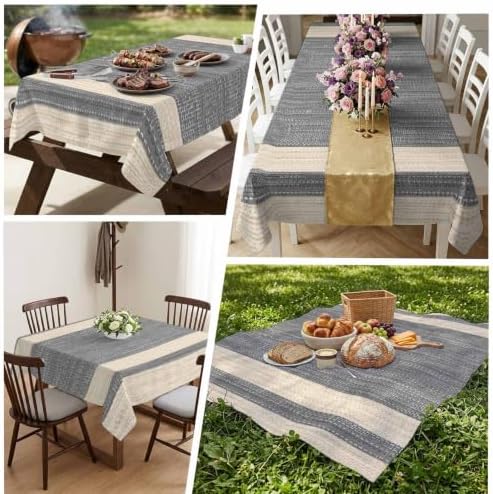 Savannan Square Tablecloths, Light Gray Striped Background Waterproof