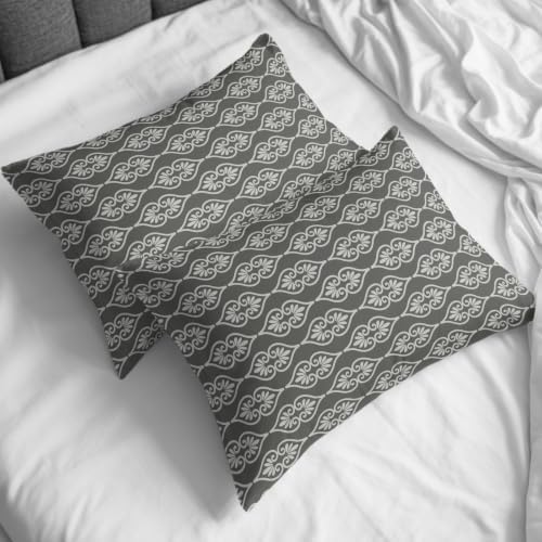 Grey Boho Duvet Cover Queen Size, Farmhouse Neutral Chic Abstract