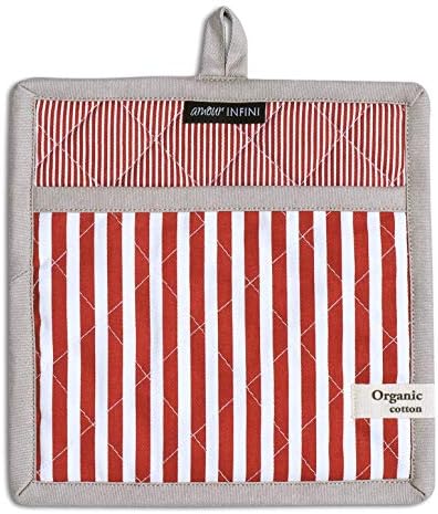 AMOUR INFINI Striped Pot Holders and Oven Mitts Heat Resistant Non