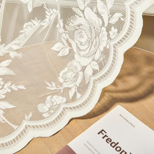 Cream Lace Curtains 120 Inches Long 2 Panels Victorian Floral Sheer