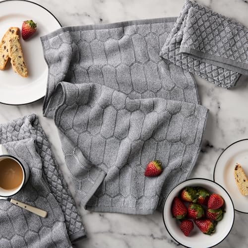 Martha Stewart Honeycomb Chambray Textured Kitchen Towel 4-Pack Set