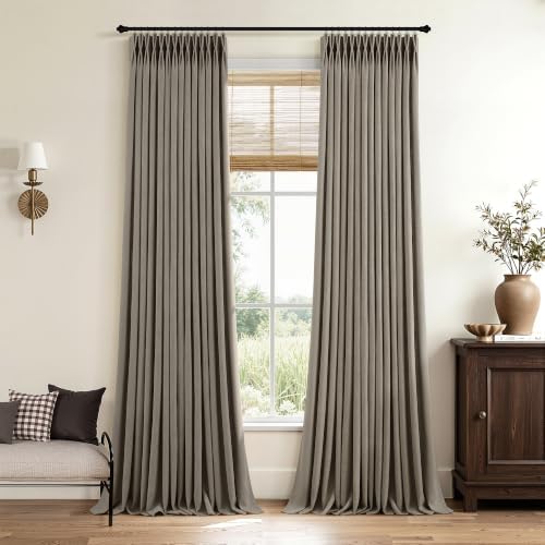 Chocolate Brown Linen Pinch Pleated Curtains 96 Inch Length 2 Panels