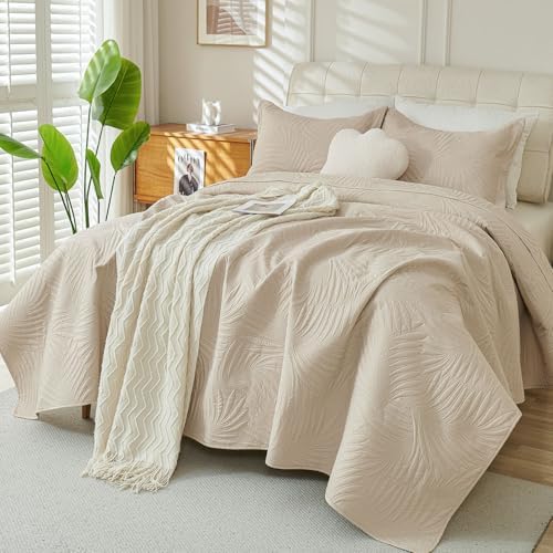 Cmfshape Beige King Quilt Set – Lightweight Thin Quilt King Size