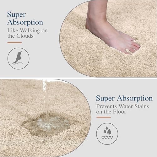 Walensee Shaggy 2 Piece Bath Rug Set, (20 x 32, 2 Pack Set, Beige)