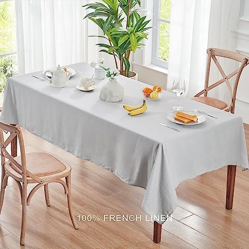 TOSMO 100% Linen Tablecloth, 52 x 70 Inch Rectangle Table Cloth, Soft