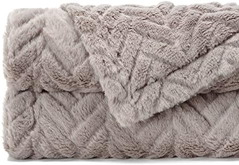 Chanasya Premium Soft Faux Fur Embossed Throw Blanket - Solid Color