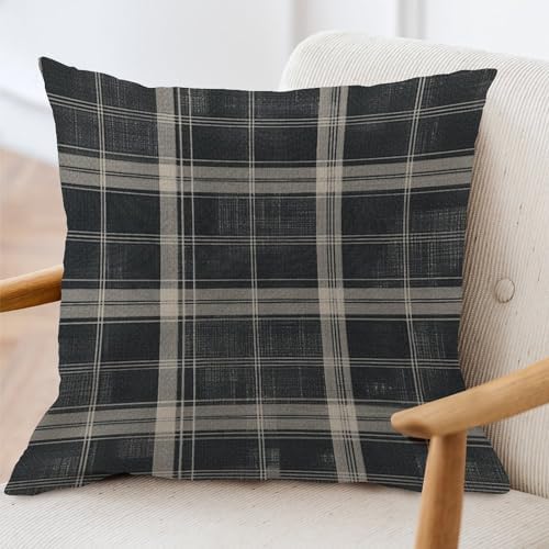 ArogGeld Black with Tan Buffalo Plaid Sofa Pillow Cover Grey Plaid