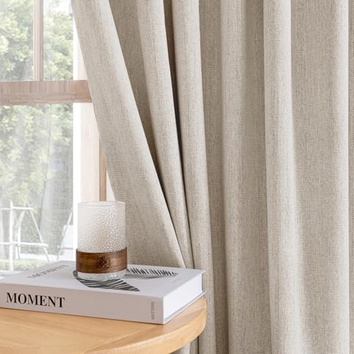 100% Blackout Curtains Natural Cream Beige Linen Black Out Curtains
